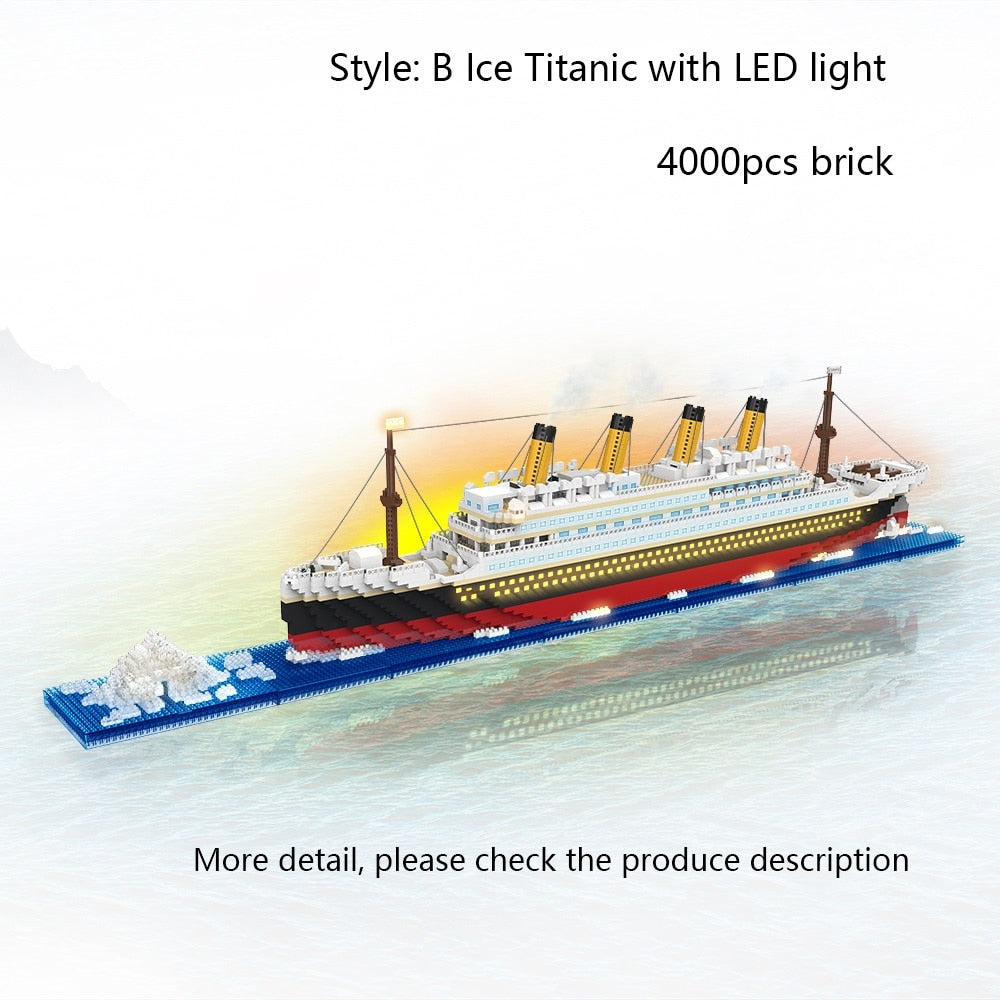 KNEW BUILT Titanic 3D Plastic Model Ship Building Blocks for Adults Micro Mini Bricks Toys Kits Assemble Cruise Boat Kids Gift