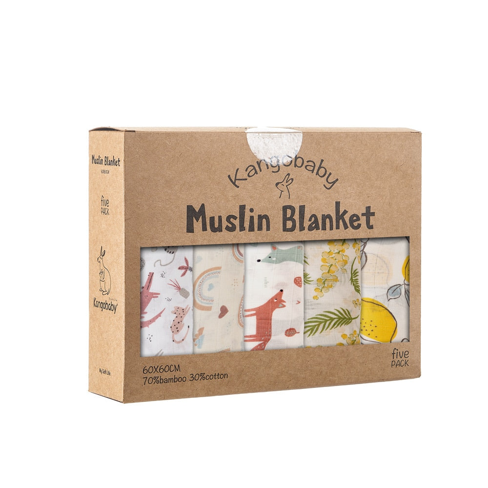 5 Pcs Pack Multi-Functional Bamboo Cotton Muslin Blanket