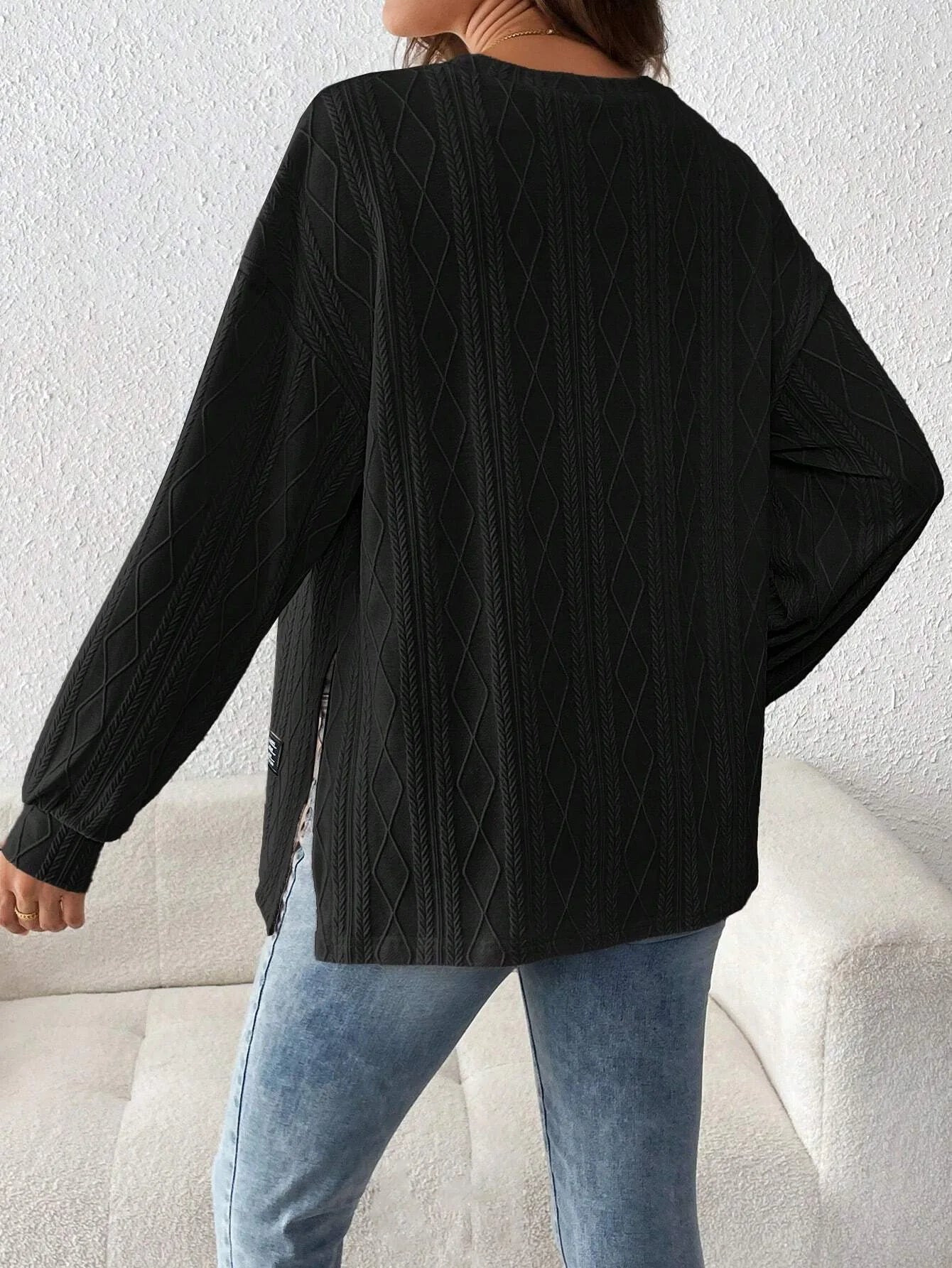 Round Neck Long Sleeve Monochrome Pullover For Pregnant