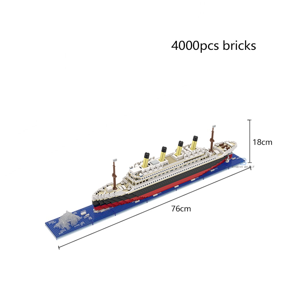 KNEW BUILT Titanic 3D Plastic Model Ship Building Blocks for Adults Micro Mini Bricks Toys Kits Assemble Cruise Boat Kids Gift