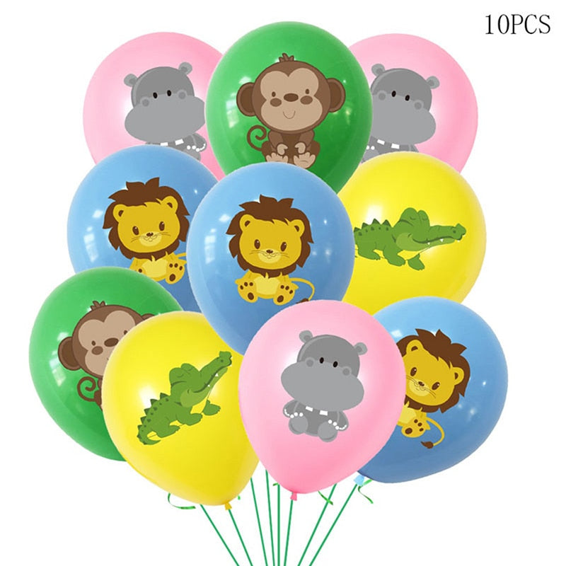 10 pcs Animal Latex Balloons Jungle Safari Party Decorations