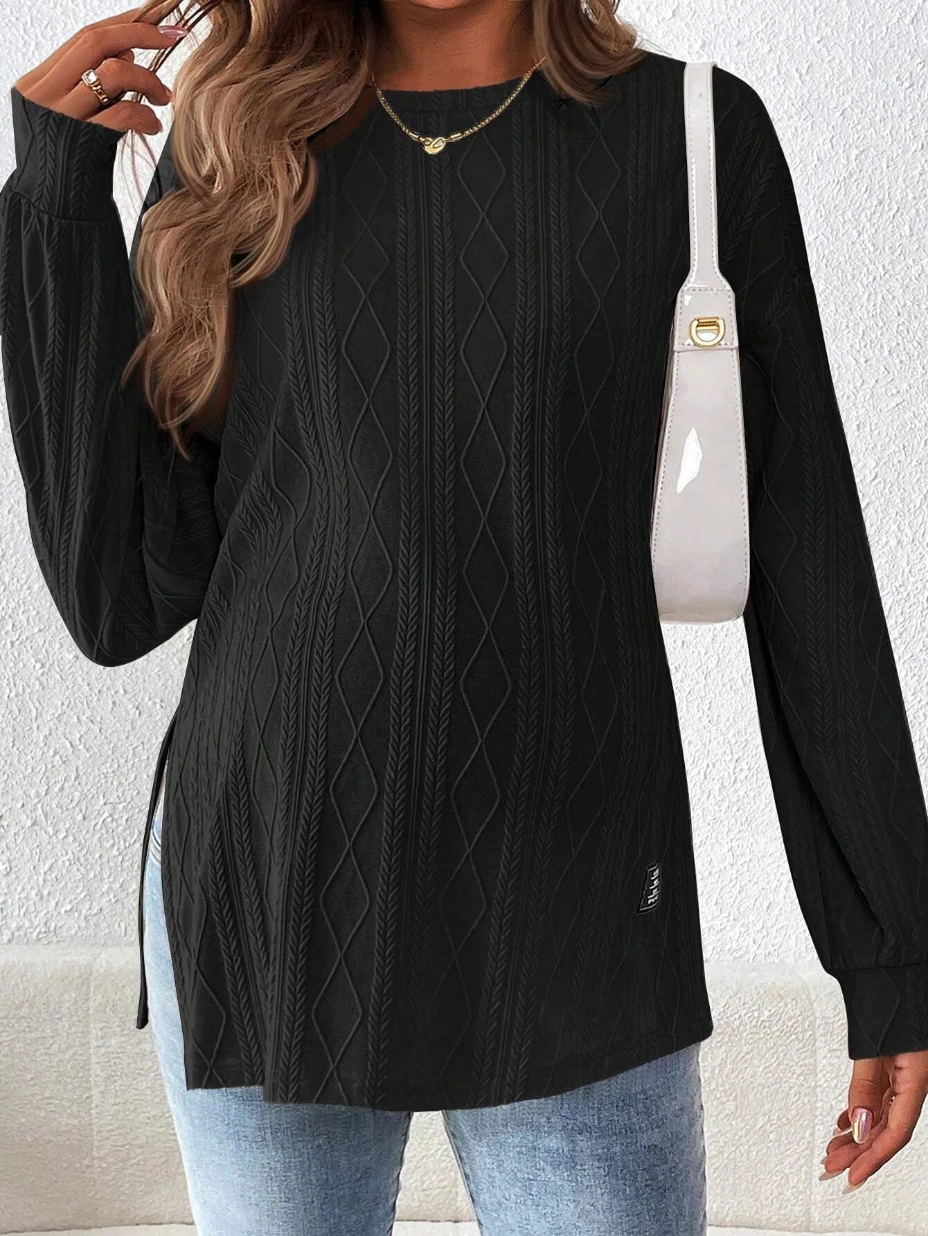 Round Neck Long Sleeve Monochrome Pullover For Pregnant