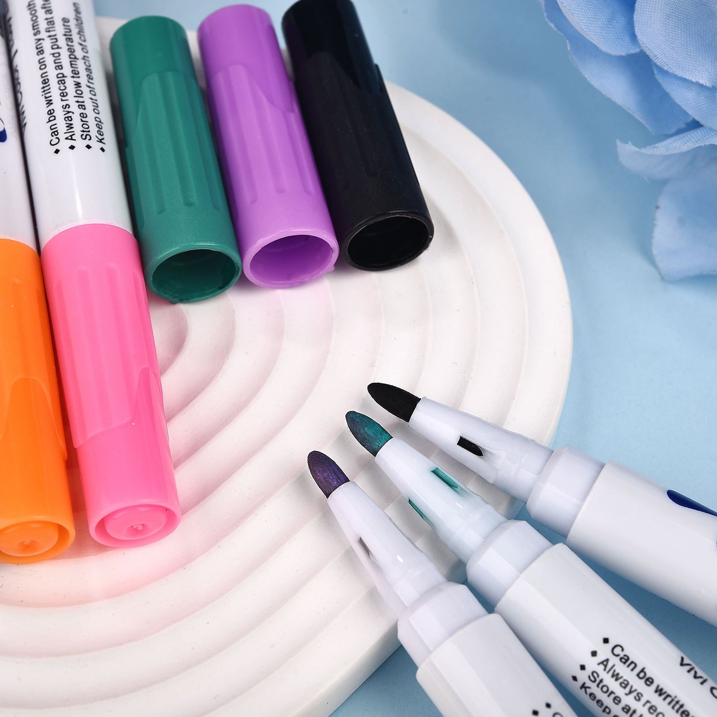 8/12 Colors Magical Water Painting Pen Set Whiteboard Markers and Ceramic Spoon