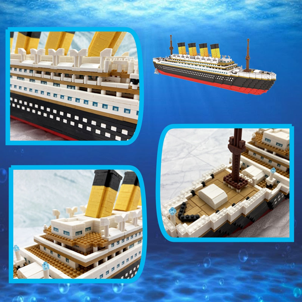 KNEW BUILT Titanic 3D Plastic Model Ship Building Blocks for Adults Micro Mini Bricks Toys Kits Assemble Cruise Boat Kids Gift