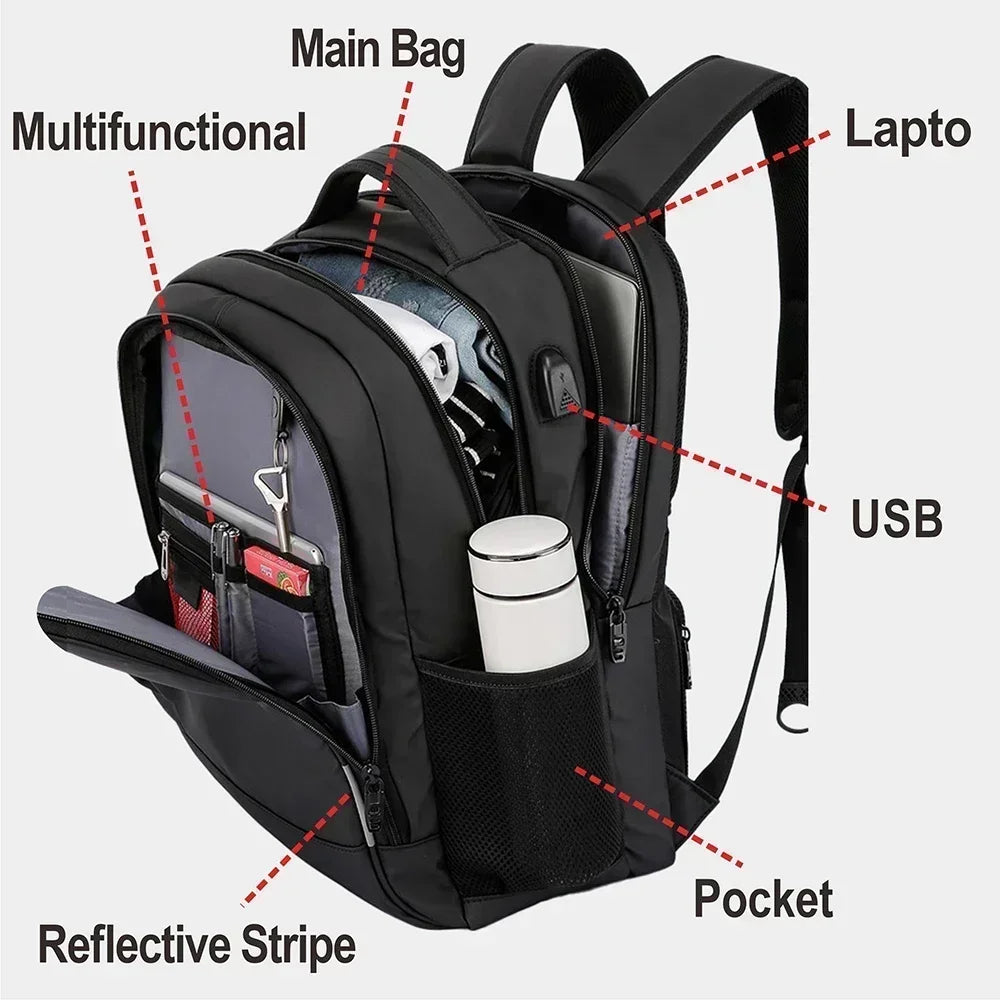 SWISS Men Laptop Backpack Waterproof Anti Theft USB Bag Large Capacity