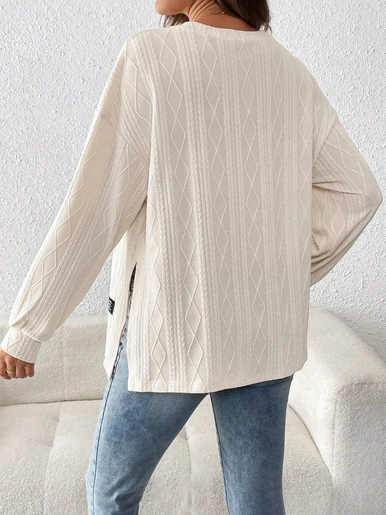 Round Neck Long Sleeve Monochrome Pullover For Pregnant