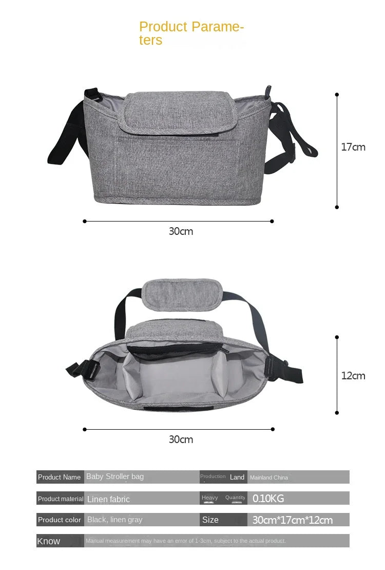 Stroller Bag Baby Diaper Mummy Bag Large Capacity Stroller Organizer Cup Holder Feeding Bottle Stroller Accessories Hanging Bag