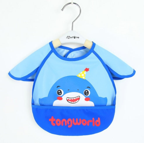 Cute Cartoon Baby Bib Adjustable Animal Pattern Waterproof Saliva Dripping Bibs Long Sleeve Apron Saliva Towel Drooling Scarf