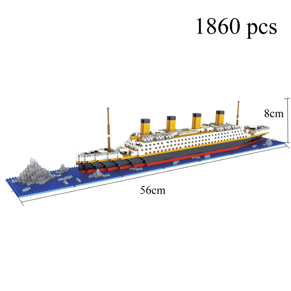 KNEW BUILT Titanic 3D Plastic Model Ship Building Blocks for Adults Micro Mini Bricks Toys Kits Assemble Cruise Boat Kids Gift