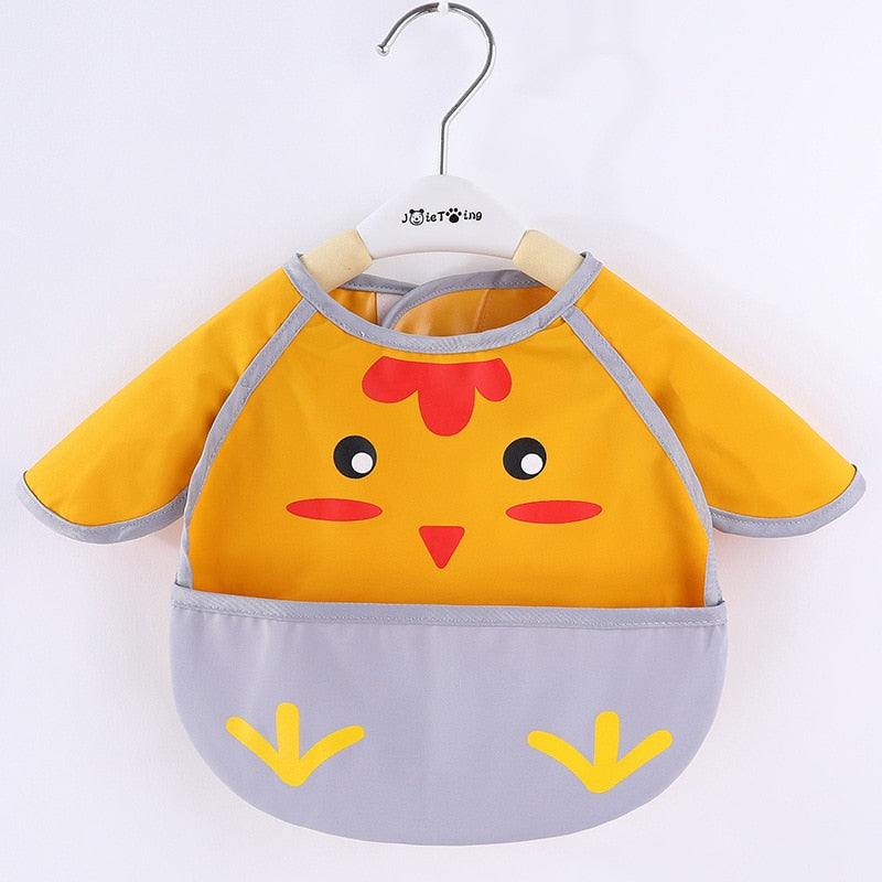 Cute Cartoon Baby Bib Adjustable Animal Pattern Waterproof Saliva Dripping Bibs Long Sleeve Apron Saliva Towel Drooling Scarf