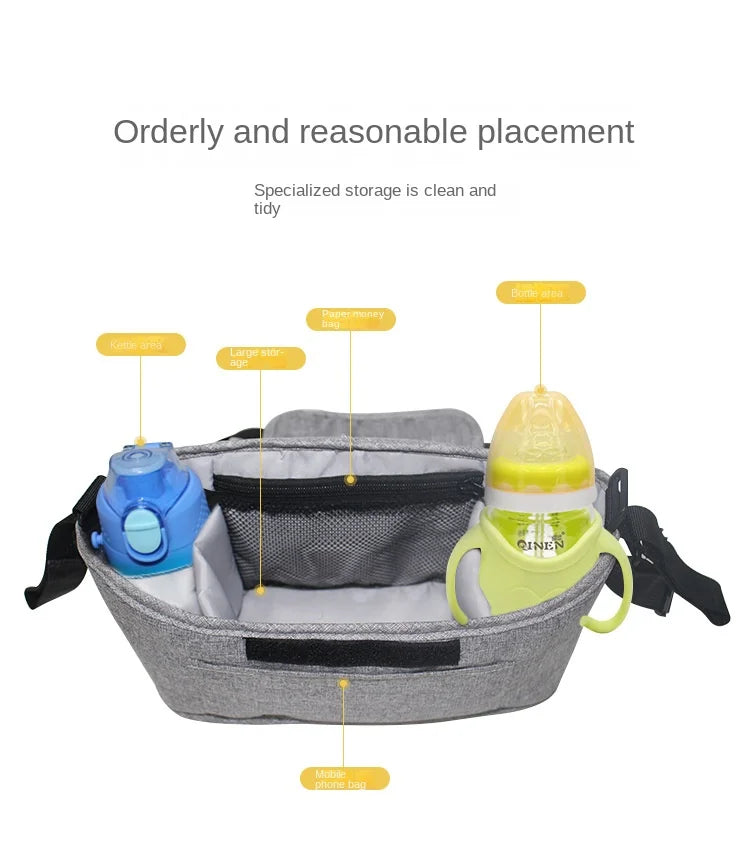 Stroller Bag Baby Diaper Mummy Bag Large Capacity Stroller Organizer Cup Holder Feeding Bottle Stroller Accessories Hanging Bag