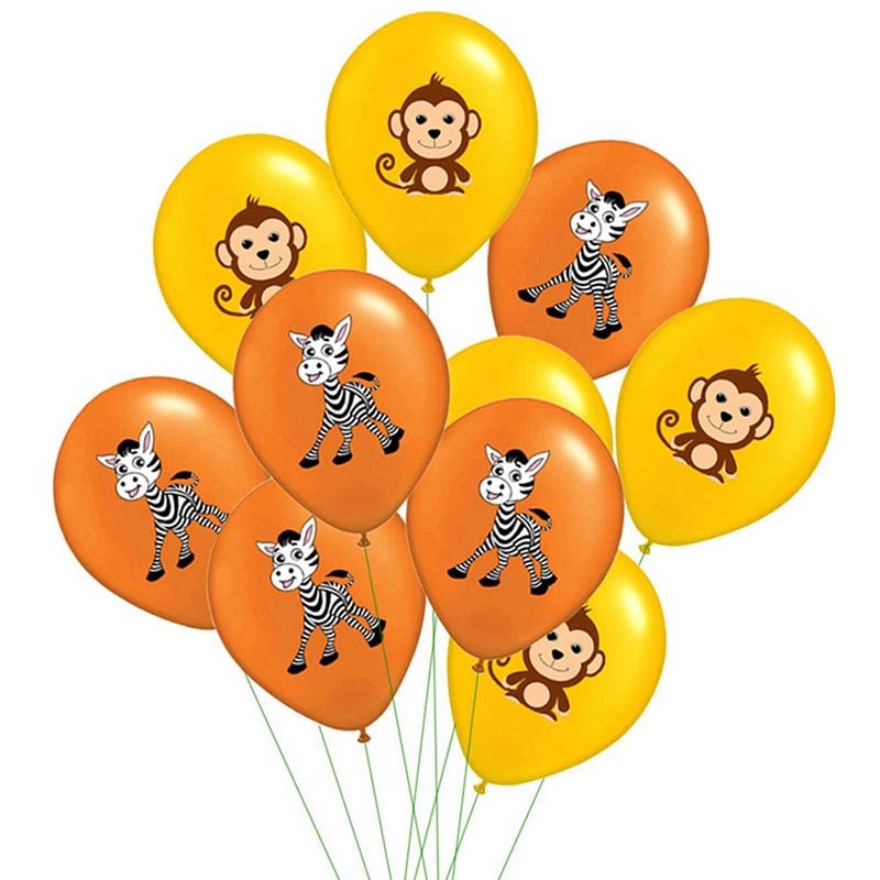 10 pcs Animal Latex Balloons Jungle Safari Party Decorations