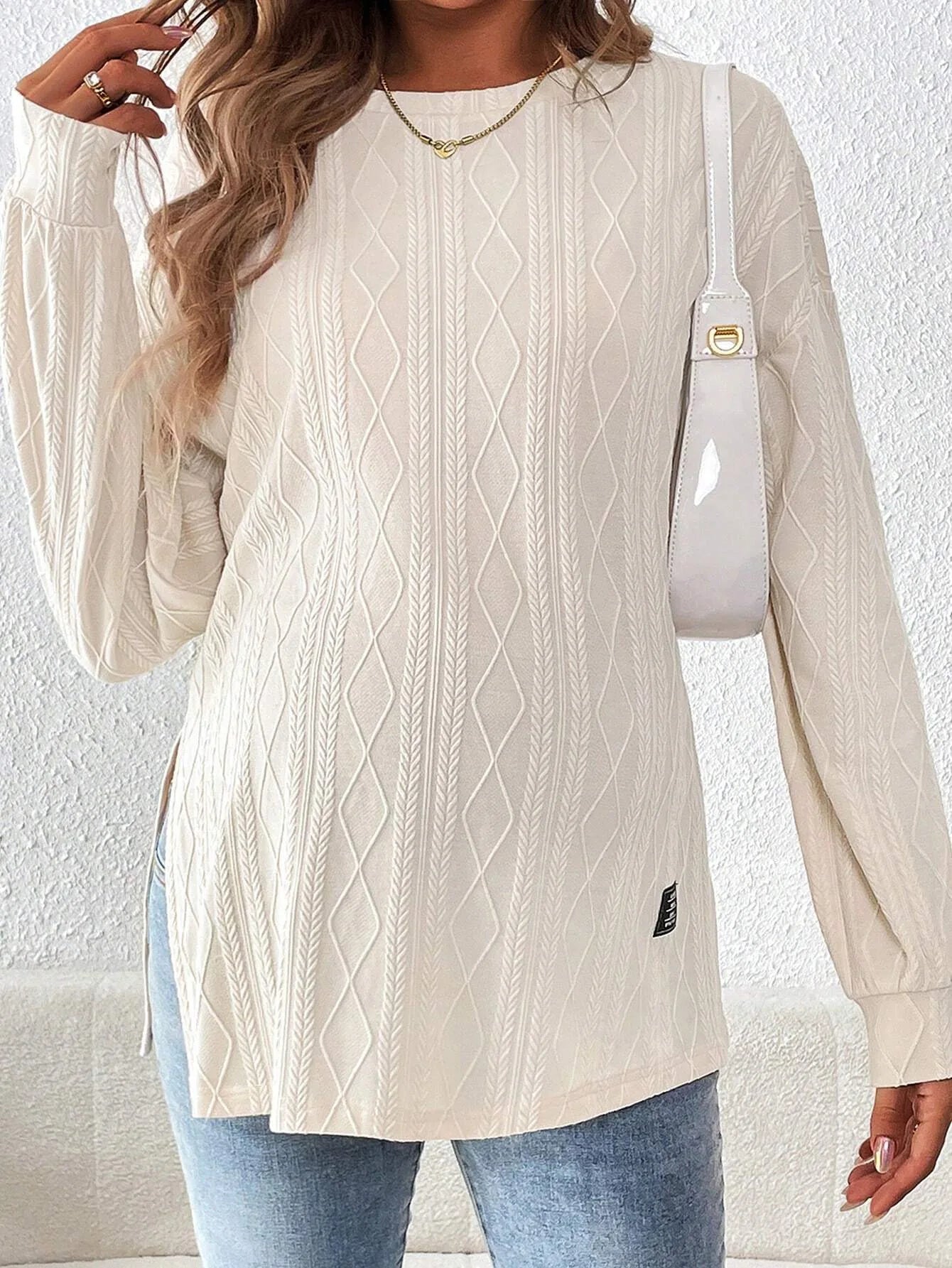 Round Neck Long Sleeve Monochrome Pullover For Pregnant