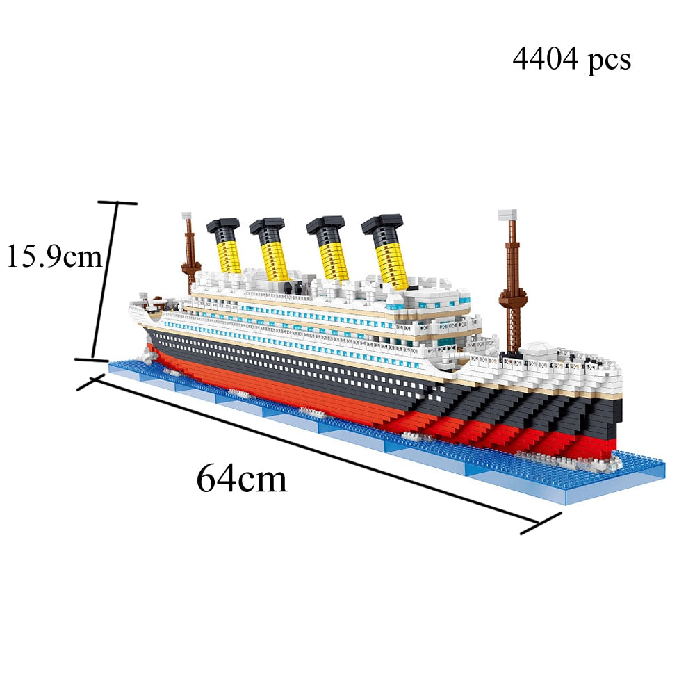 KNEW BUILT Titanic 3D Plastic Model Ship Building Blocks for Adults Micro Mini Bricks Toys Kits Assemble Cruise Boat Kids Gift