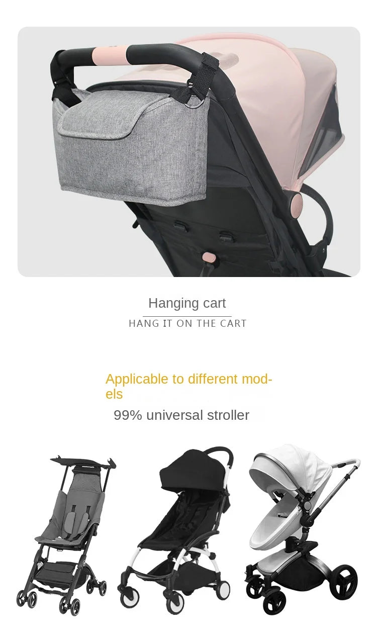 Stroller Bag Baby Diaper Mummy Bag Large Capacity Stroller Organizer Cup Holder Feeding Bottle Stroller Accessories Hanging Bag