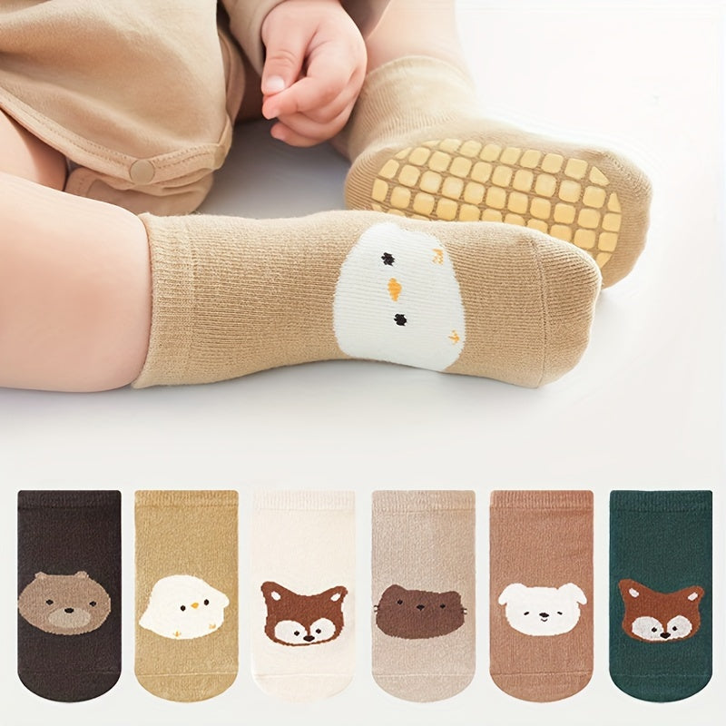 6 Pairs Toddler's Novelty Cute Floor Socks - Anti-skid