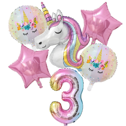 1 Set Rainbow Unicorn Foil Balloons and Cups