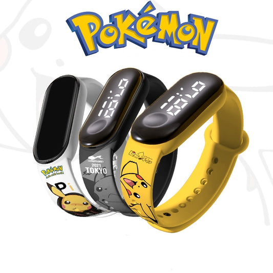 New Pokemon Electronic Watch Pikachu Cartoon Digital Electronic Waterproof LED Bracelet Wristband Kids Toy Christmas Gift Clock