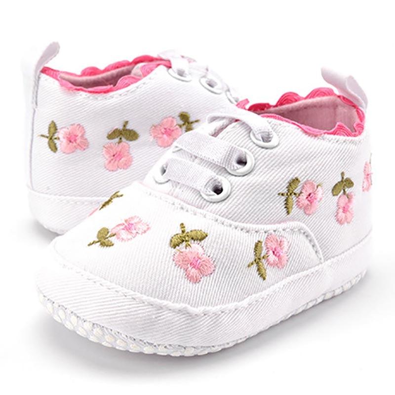 Floral Embroidered Soft First Walker Shoes