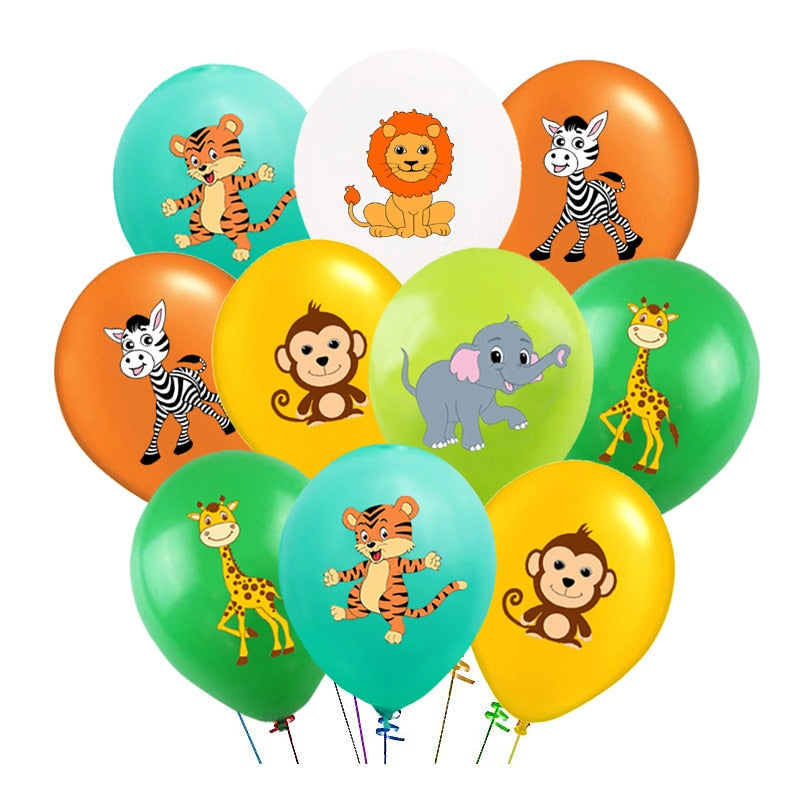 10 pcs Animal Latex Balloons Jungle Safari Party Decorations