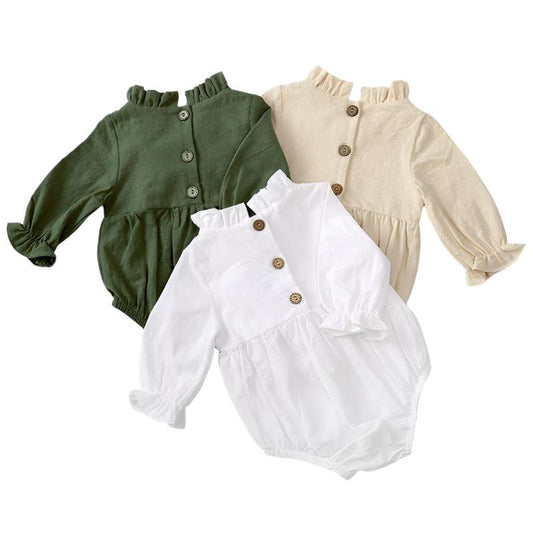 Fashion Baby Girls Romper Cotton Long Sleeve Ruffles